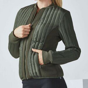 Fabletics Pisa Olive Green Zip Puffer Jacket Sz M